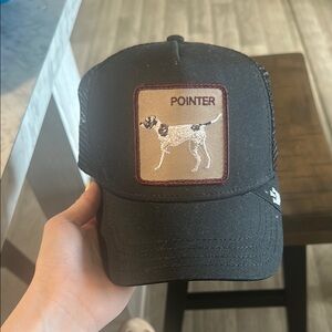 Black Trucker Hat with Pointer Dog Patch